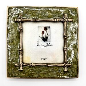 Ashleigh Manor Green Enamel 3x3 Square Bamboo Picture Frame